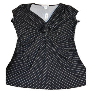 White House Black Market, Small, NWT, V-Neck, Black, Cap Sleeve